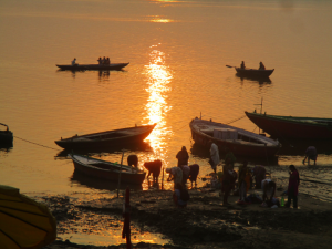 Sunrise, the red tinge is caused by air pollution which is awful right across India