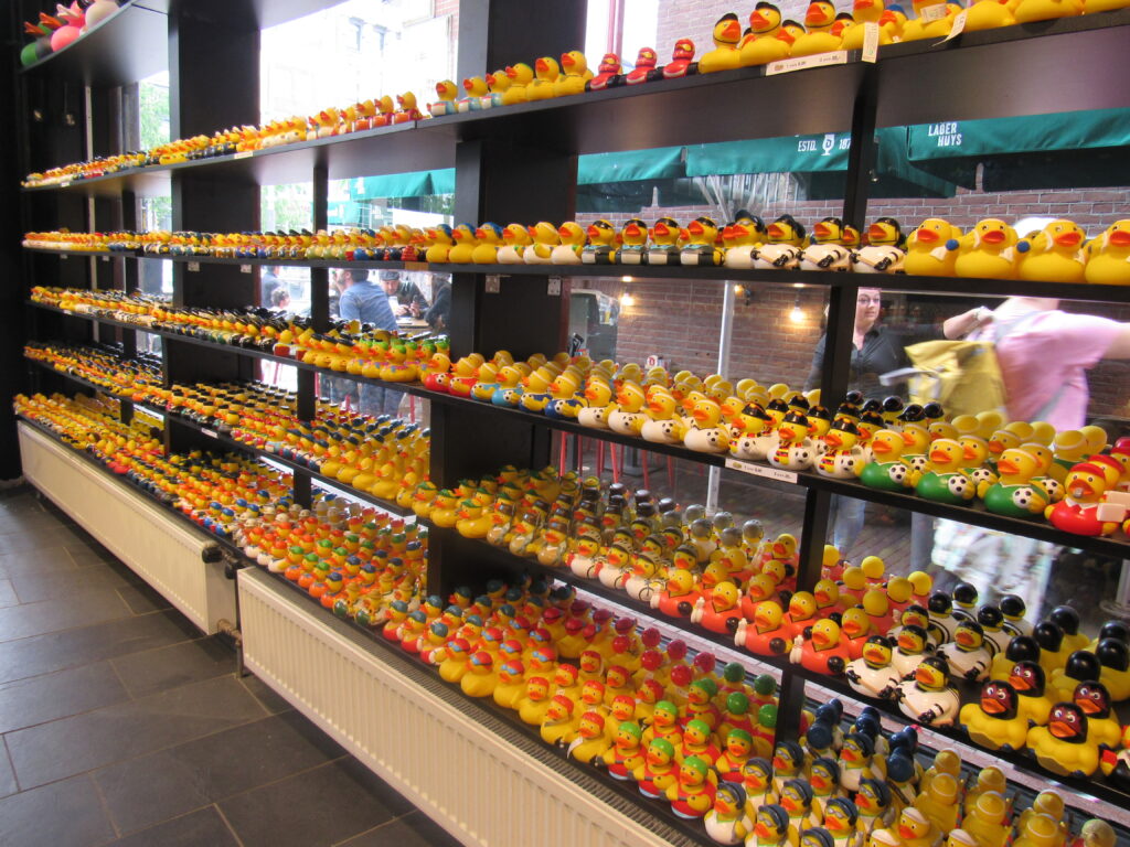 rows of shelves in shop