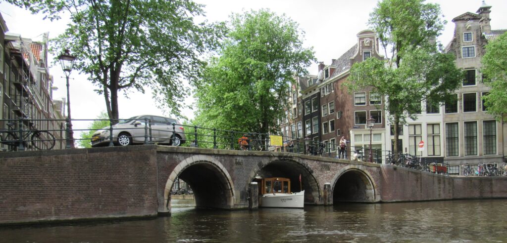 bridge with three openings in Amsterdam 