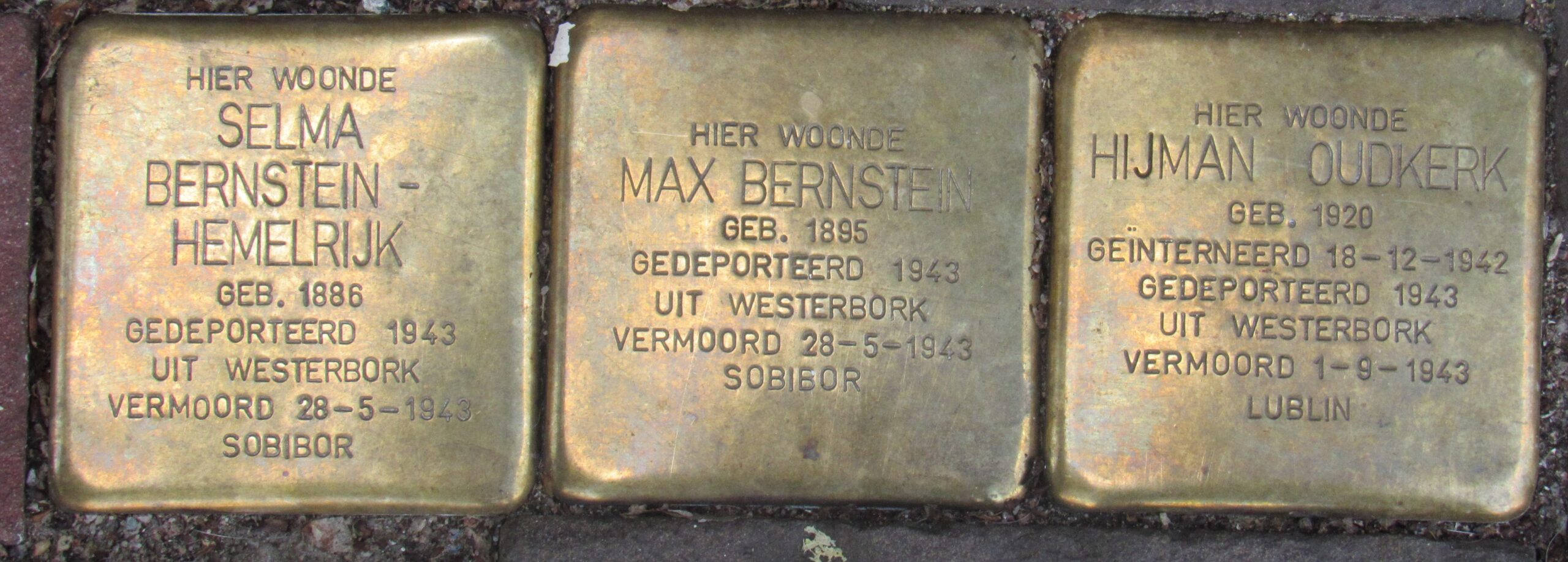Brass plaques of Jews removed from Amsterdam by Nazis during world war 2