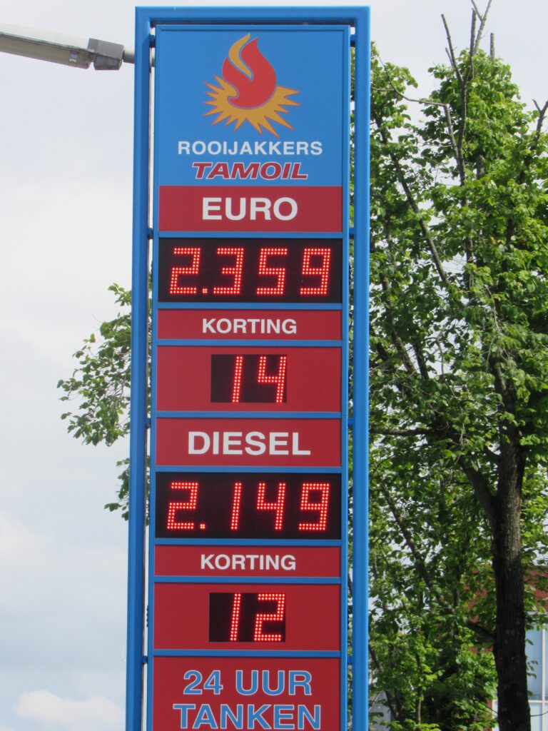 Dutch fuel price board